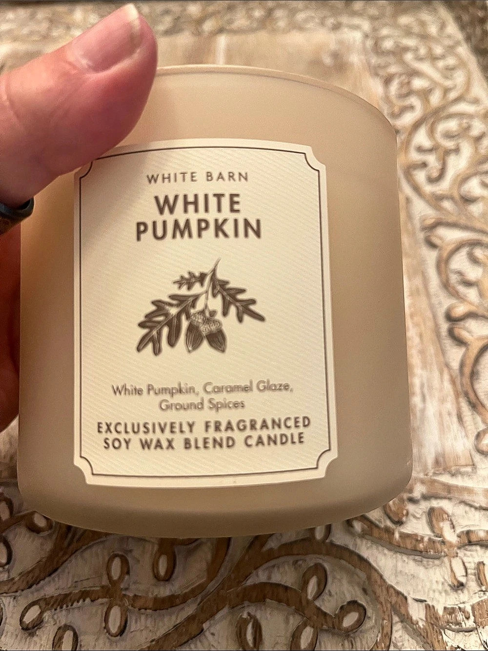 White Barn White Pumpkin 3-Wick Candle Cream NWT